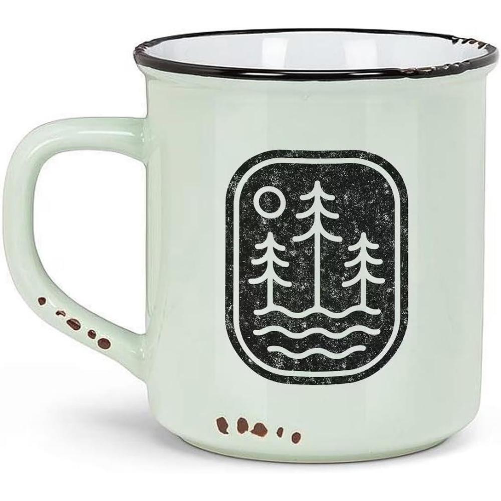 image:imageBlack Lantern Buffalo Landscape Coffee Mug  14oz Stoneware EnamelStyle MugArbor  Aqua