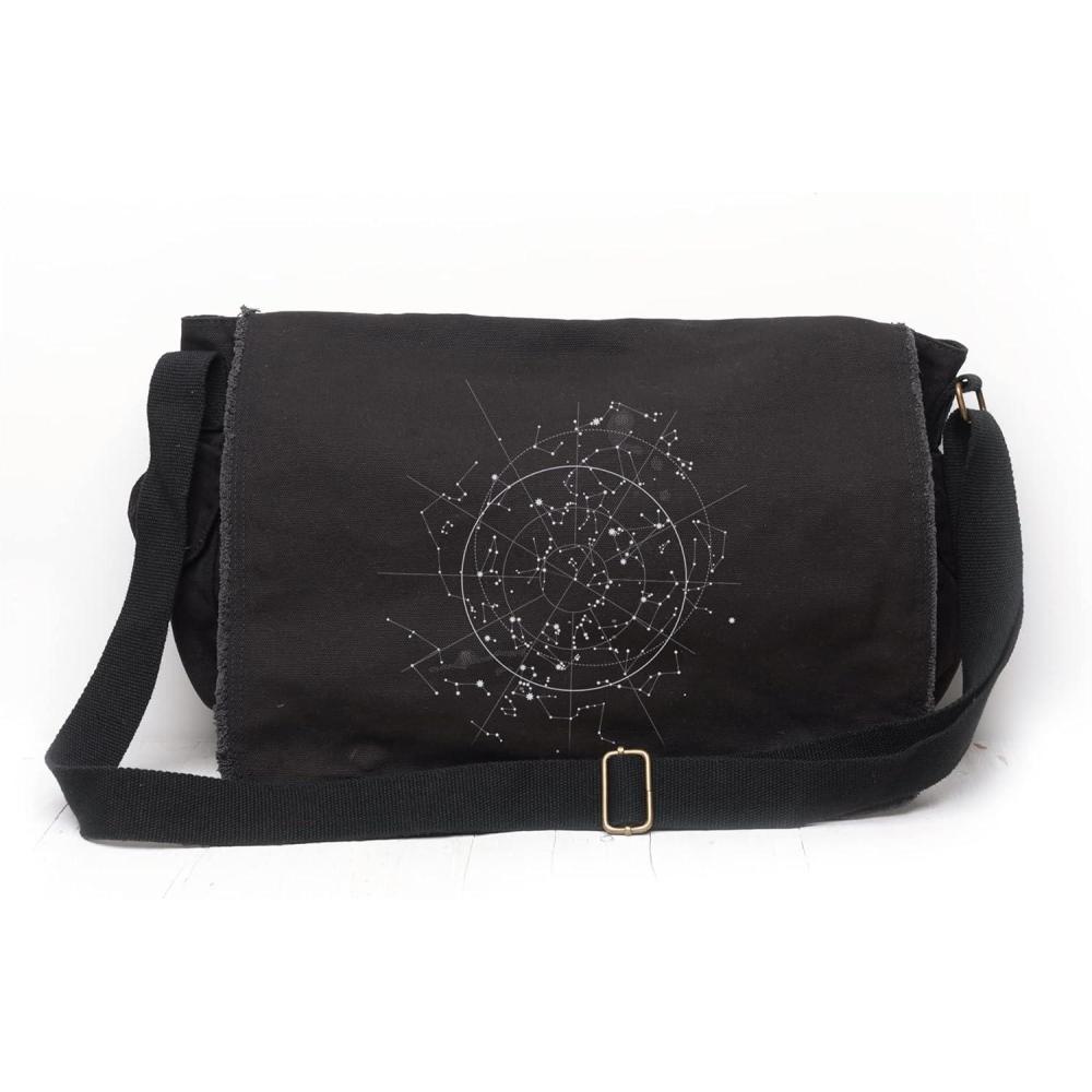 image:imageBlack Lantern Messenger Bag  Vintage Canvas Crossbody Satchel for Men ampamp Women Stylish Shoulder Bag for Work or TravelCelestial Map