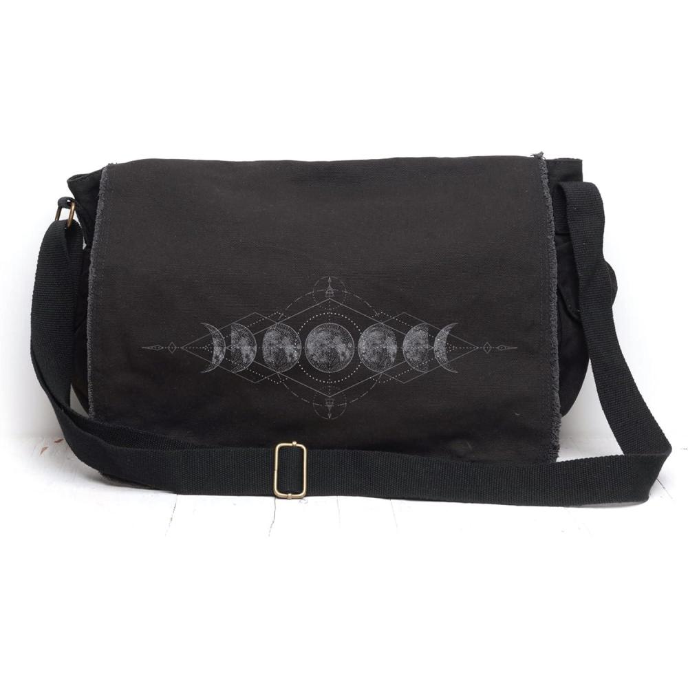 image:imageBlack Lantern Messenger Bag  Vintage Canvas Crossbody Satchel for Men ampamp Women Stylish Shoulder Bag for Work or TravelSacred Geometry