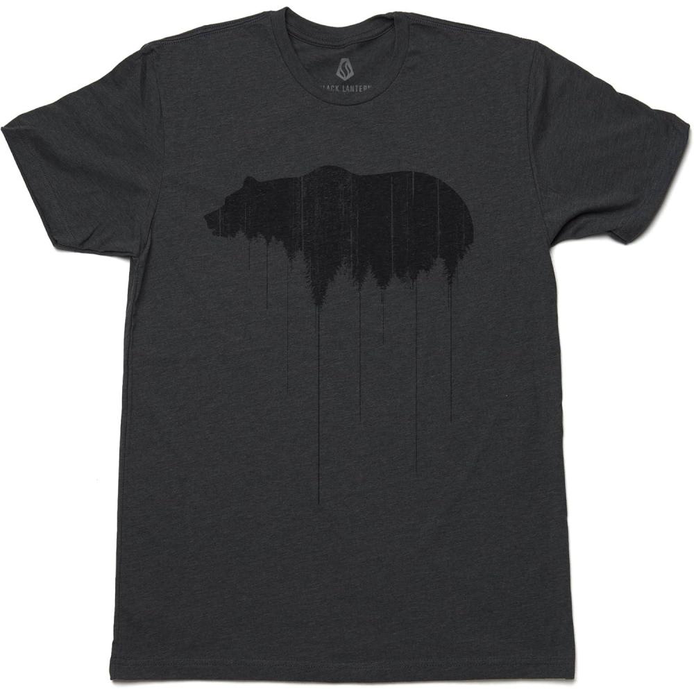 image:imageBlack Lantern Nature TShirt  Screen Printed Mountain Graphic Tee for Men Comfortable Outdoor ShirtBear Above Tree Line