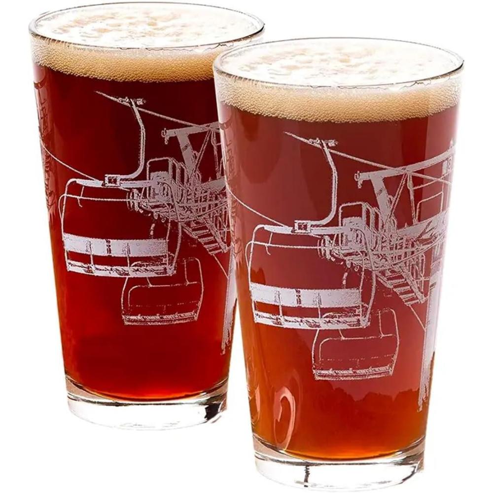 image:imageBlack Lantern Pint Glass Set of 2  Premium Ski and Skiing Themed Beer Glass and Everyday Drinking Glasses  16 Ounce Pint Glass  Craft Beer Enthusiasts  AprsSki and Cabin Decor Ski Lift White