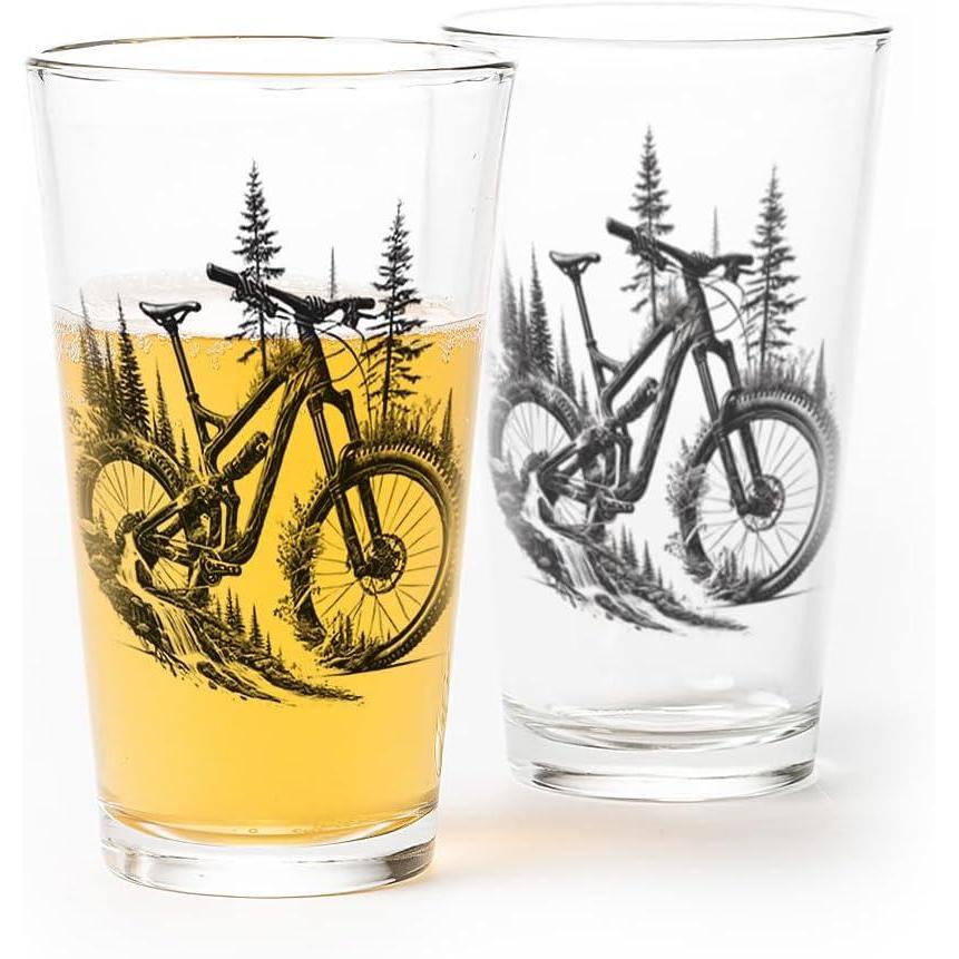 image:imageBlack Lantern Pint Glasses Set of 2  Double Exposure Bear Pint Glasses for Craft Beer Enthusiasts  Set of Two 16oz GlassesDouble Exposure Mountain Bike