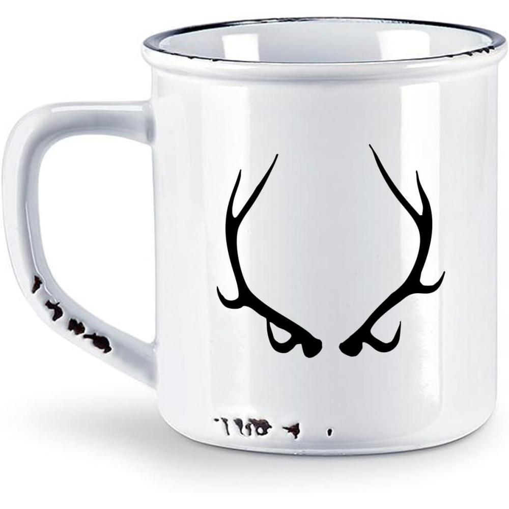 image:imageBlack Lantern Retro Styled Large Coffee Mug  Mountains and Waves  Ceramic Camper Styled Mugs for Tea and Coffee  14 Ounce CapacityAntlers