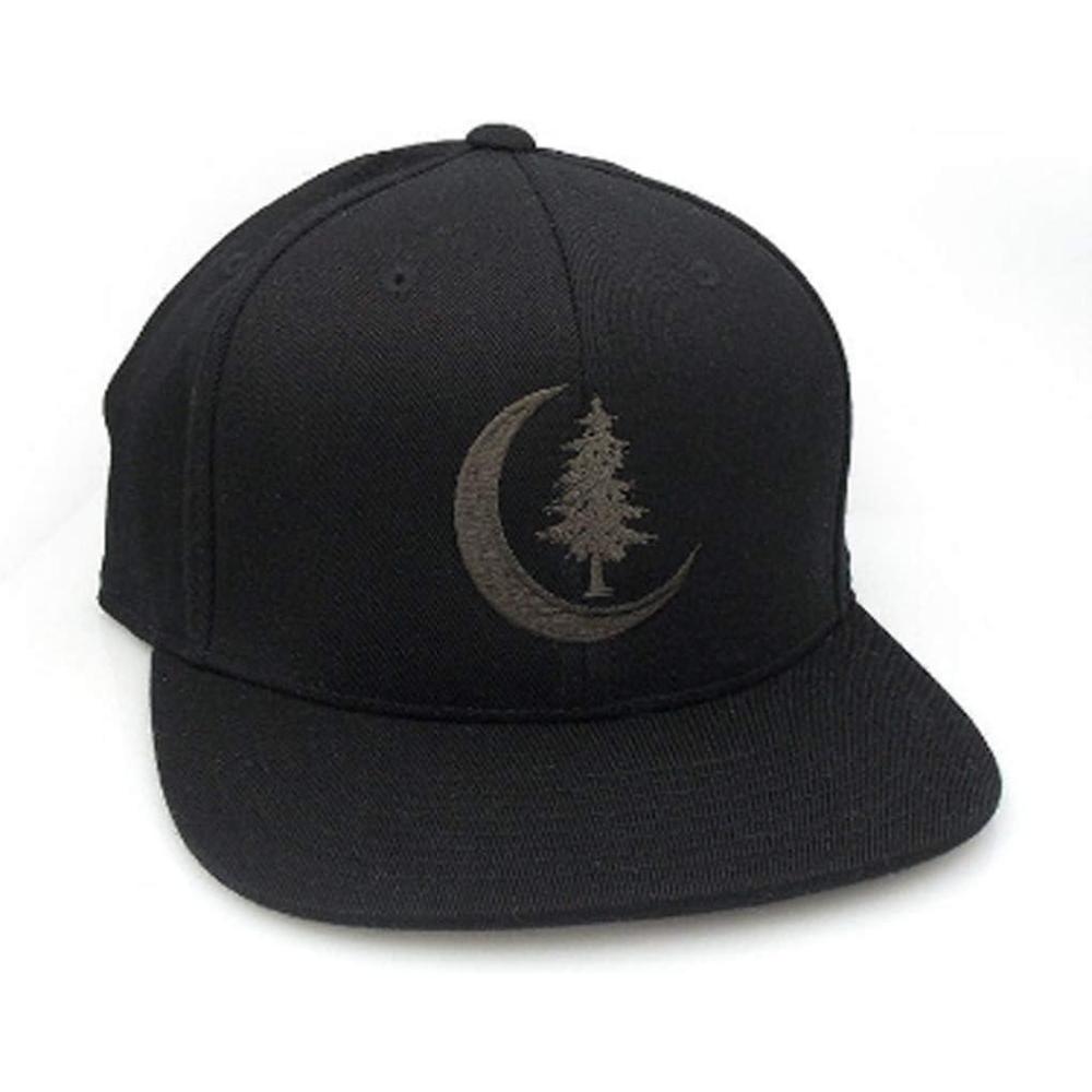 image:imageBlack Lantern Snapback Hat  Outdoor Nature Cap for Men Curved Bill Pro Style Baseball Hat with Clean Modern DesignMoon  Pine Design
