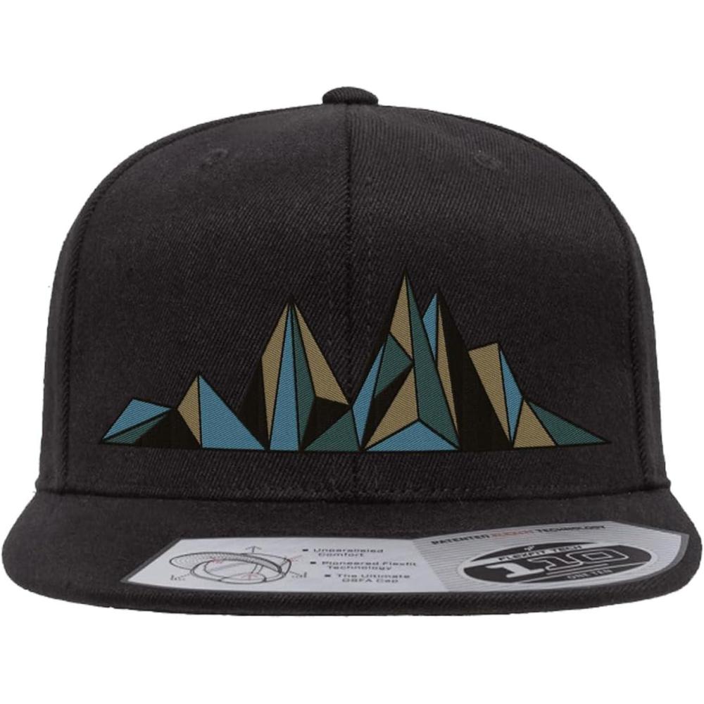 image:imageBlack Lantern Snapback Hat  Outdoor Nature Cap for Men Curved Bill Pro Style Baseball Hat with Clean Modern DesignMountain Fractals