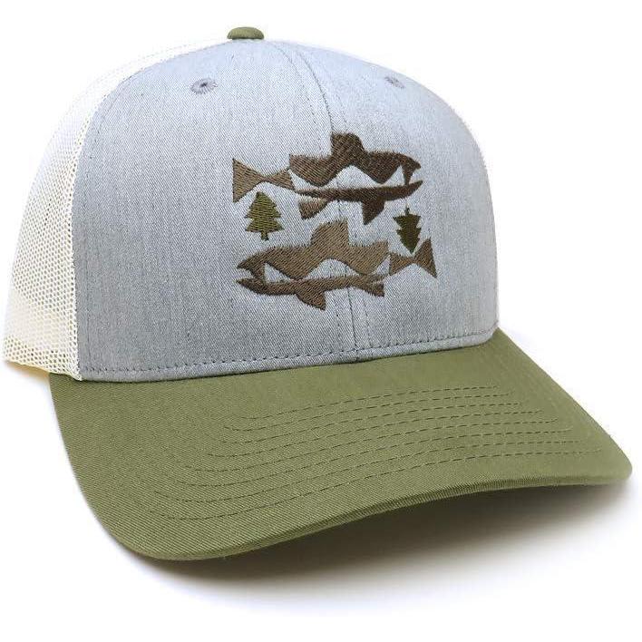 image:imageBlack Lantern Trucker Hat  Curved Bill Snapback Cap for Men ampamp Women Outdoor Nature HeadwearTrout  Trees