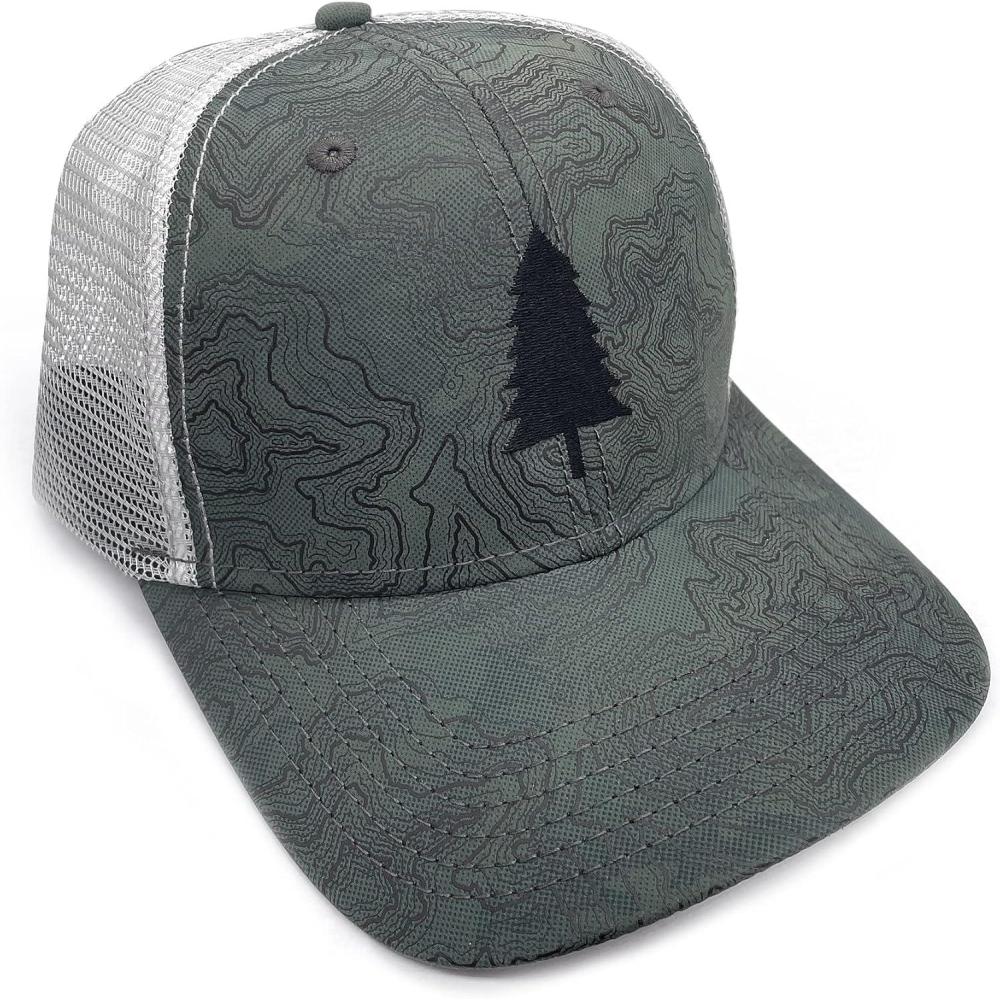 image:imageBlack Lantern Trucker Hat  Curved Bill Snapback Cap for Men ampamp Women Outdoor Nature HeadwearWilderness  Topography
