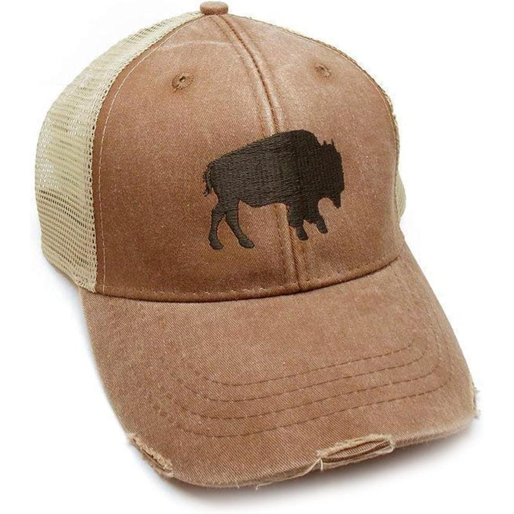 image:imageBlack Lantern Trucker Hat  Distressed Mesh Back Adjustable Cap for Men ampamp Women Curved Bill Outdoor HatBuffalo