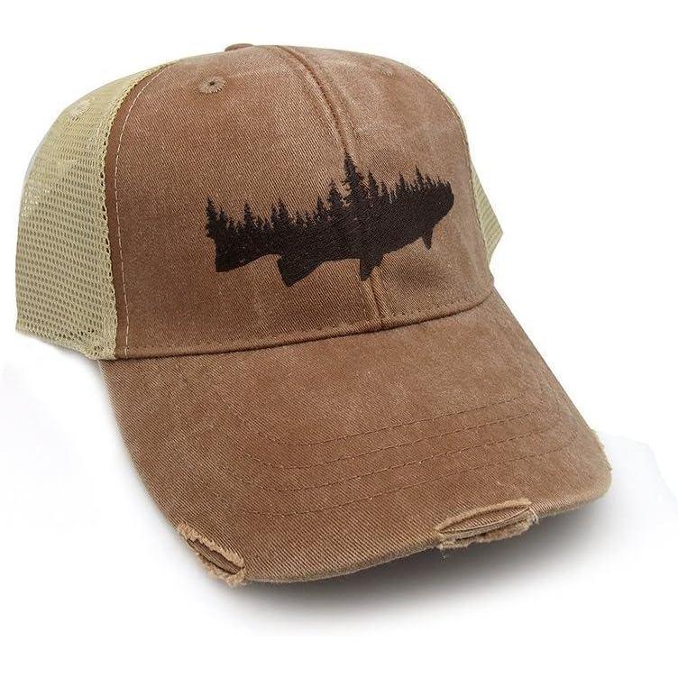 image:imageBlack Lantern Trucker Hat  Distressed Mesh Back Adjustable Cap for Men ampamp Women Curved Bill Outdoor HatFish and Forest