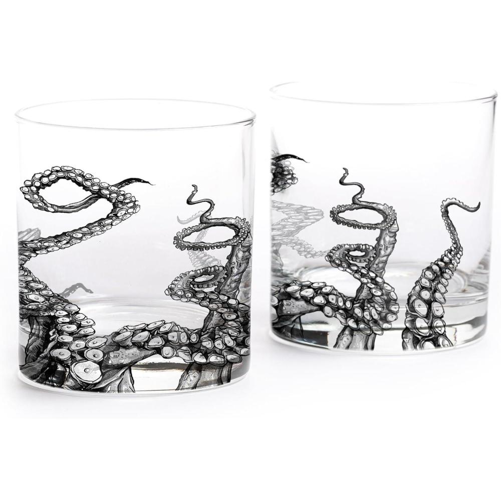 image:imageBlack Lantern Whiskey Glass Set  Forest Landscape Old Fashioned Tumblers for Bourbon Scotch ampamp Cocktails  Nature Inspired 11oz Rocks Glasses for Home Bar ampamp Gifts Set of 2Octopus Tentacles