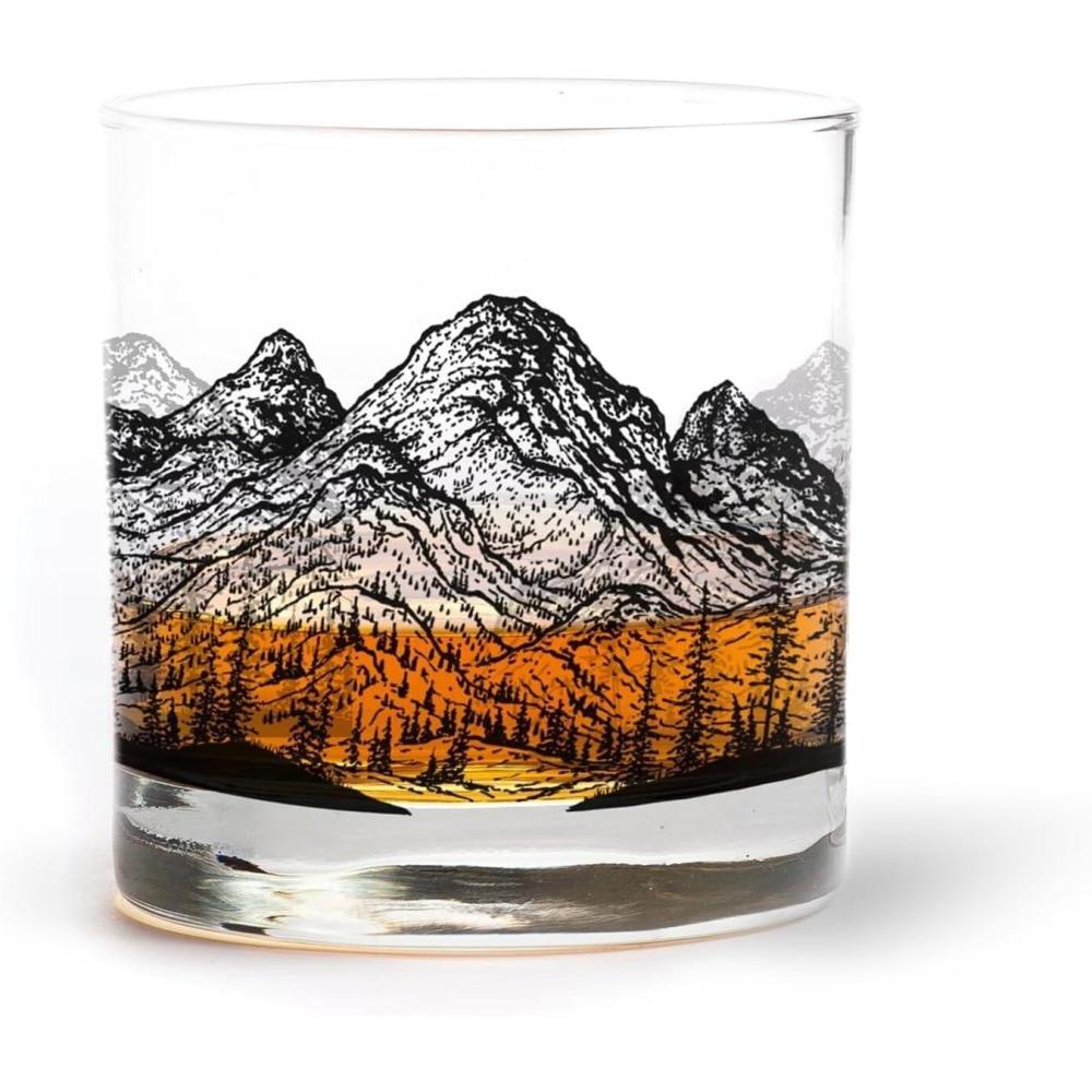 image:imageBlack Lantern Whiskey Glasses  Unique Themed Cocktail ampamp Everyday Use Drinking Glasses Perfect for Outdoor Enthusiasts ampamp Nature Lovers  One 11oz Glass Bigfoot in the ForestMountain Panoramic