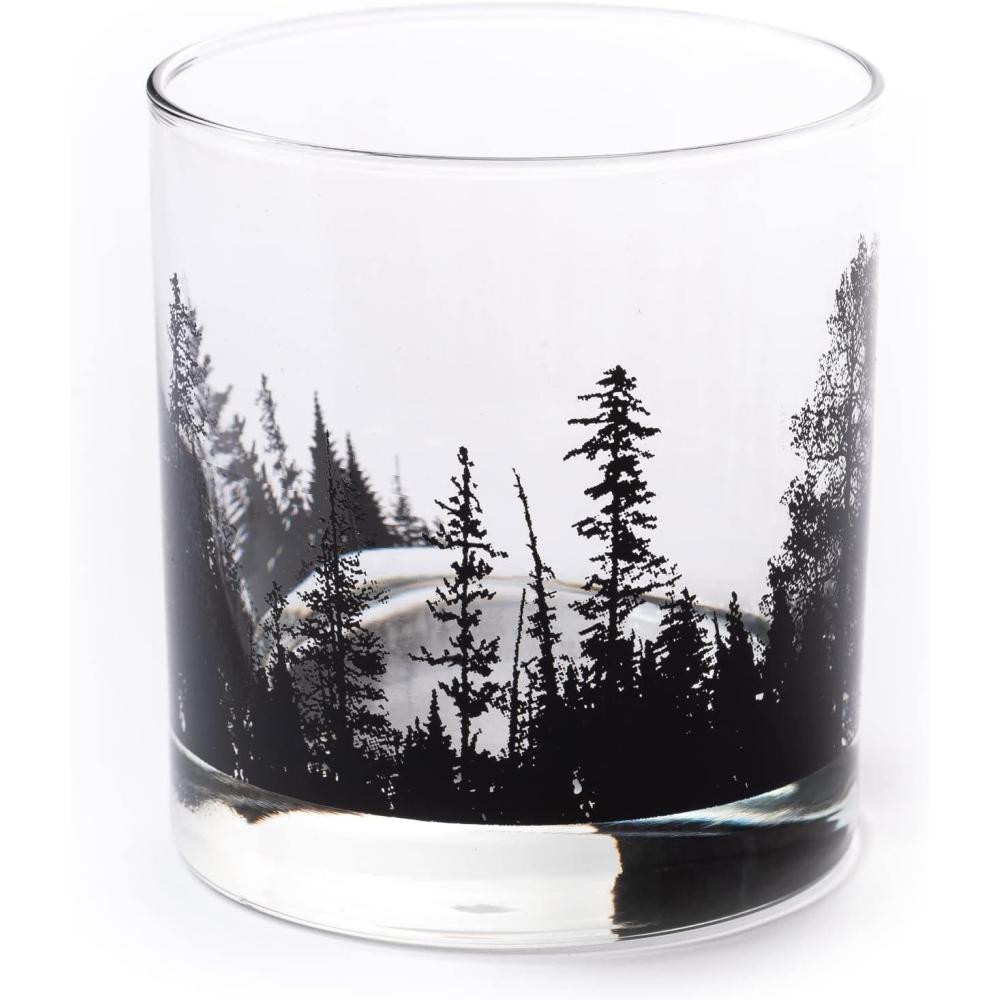 image:imageBlack Lantern Whiskey Glasses  Unique Themed Cocktail ampamp Everyday Use Drinking Glasses Perfect for Outdoor Enthusiasts ampamp Nature Lovers  One 11oz Glass Bigfoot in the ForestForest Landscape