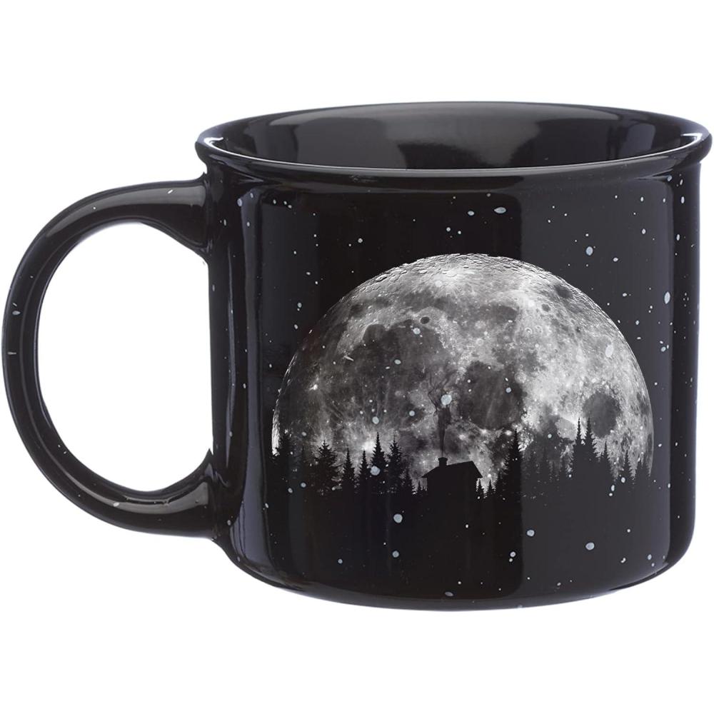image:imageCoffee Mugs by Black Lantern  Speckled Ceramic Coffee Cups for Women and Men  Moon and Cabin Coffee Cup  Hot Chocolate Cappucinos Lattes  Large Ceramic Coffee Mug  Rustic Decor  Camping Mugs