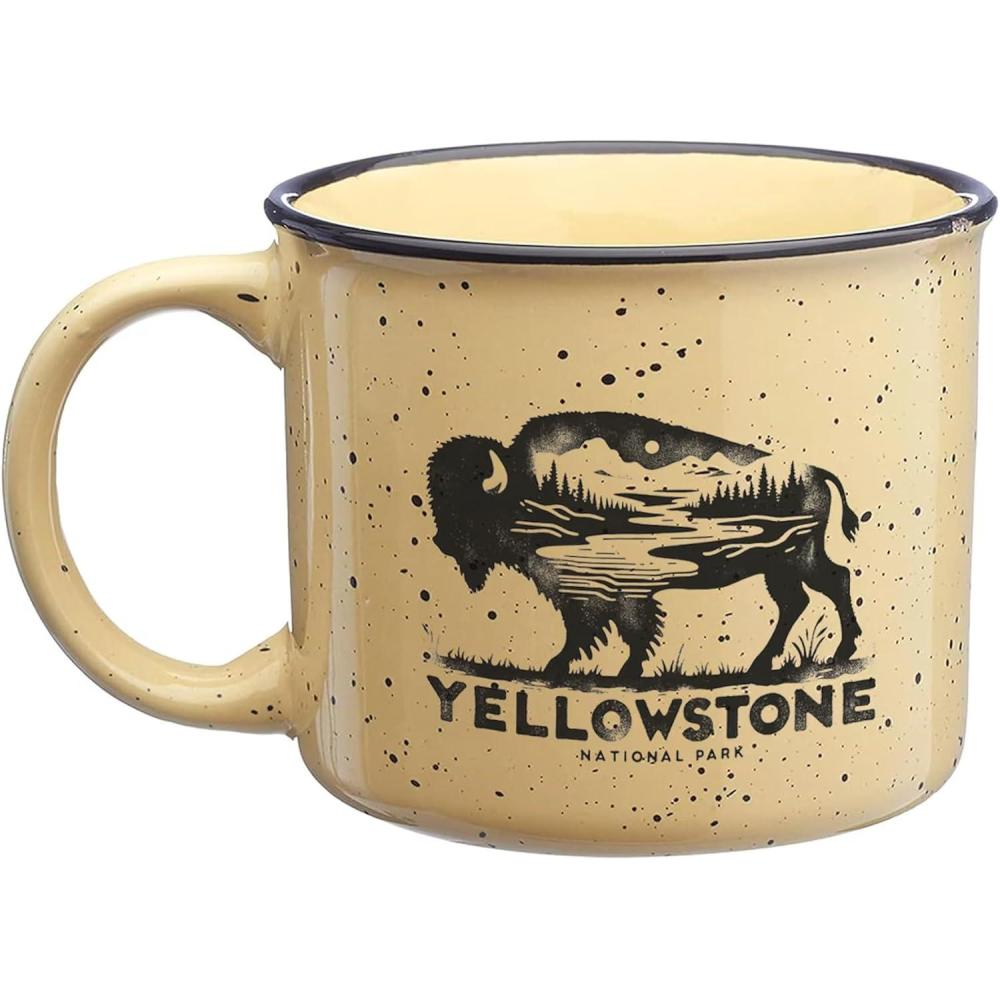 image:imageLarge Coffee Mug  Yellowstone National Park Ceramic Speckled Mug by Black Lantern  15oz Capacity