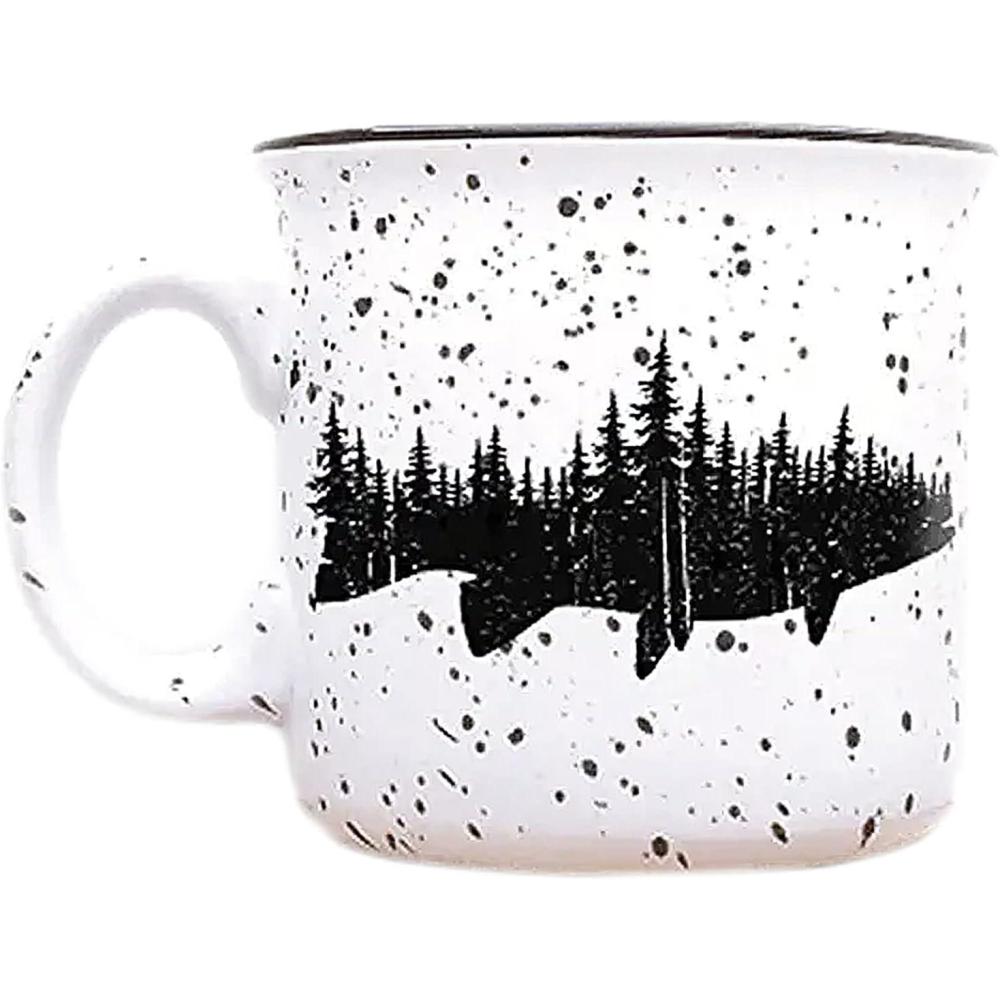 image:imageLarge Coffee Mug by Black Lantern  Rustic Bigfoot Speckled 15oz Dark Green Mug  MicrowaveSafe Mug for Hot BeveragesFish  Forest