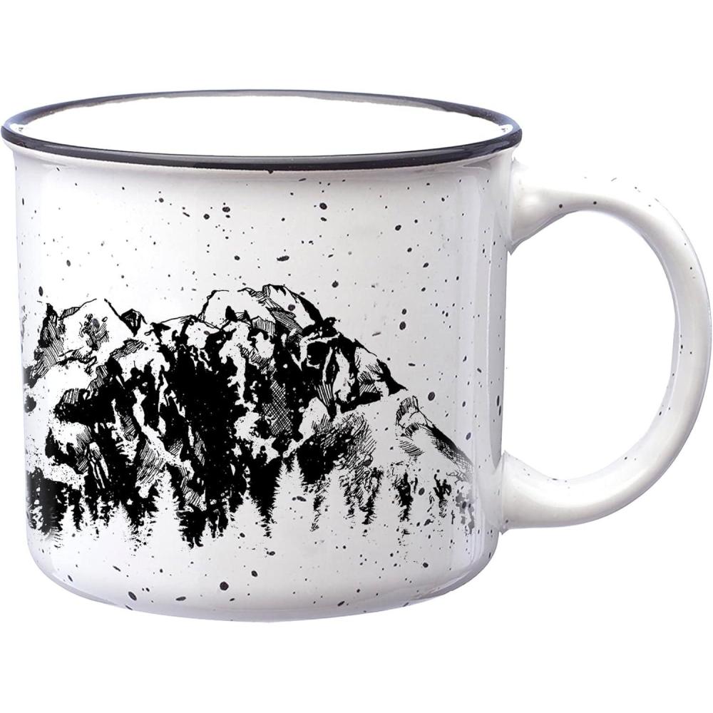 image:imageLarge Coffee Mug by Black Lantern  Rustic Bigfoot Speckled 15oz Dark Green Mug  MicrowaveSafe Mug for Hot BeveragesMountain Range