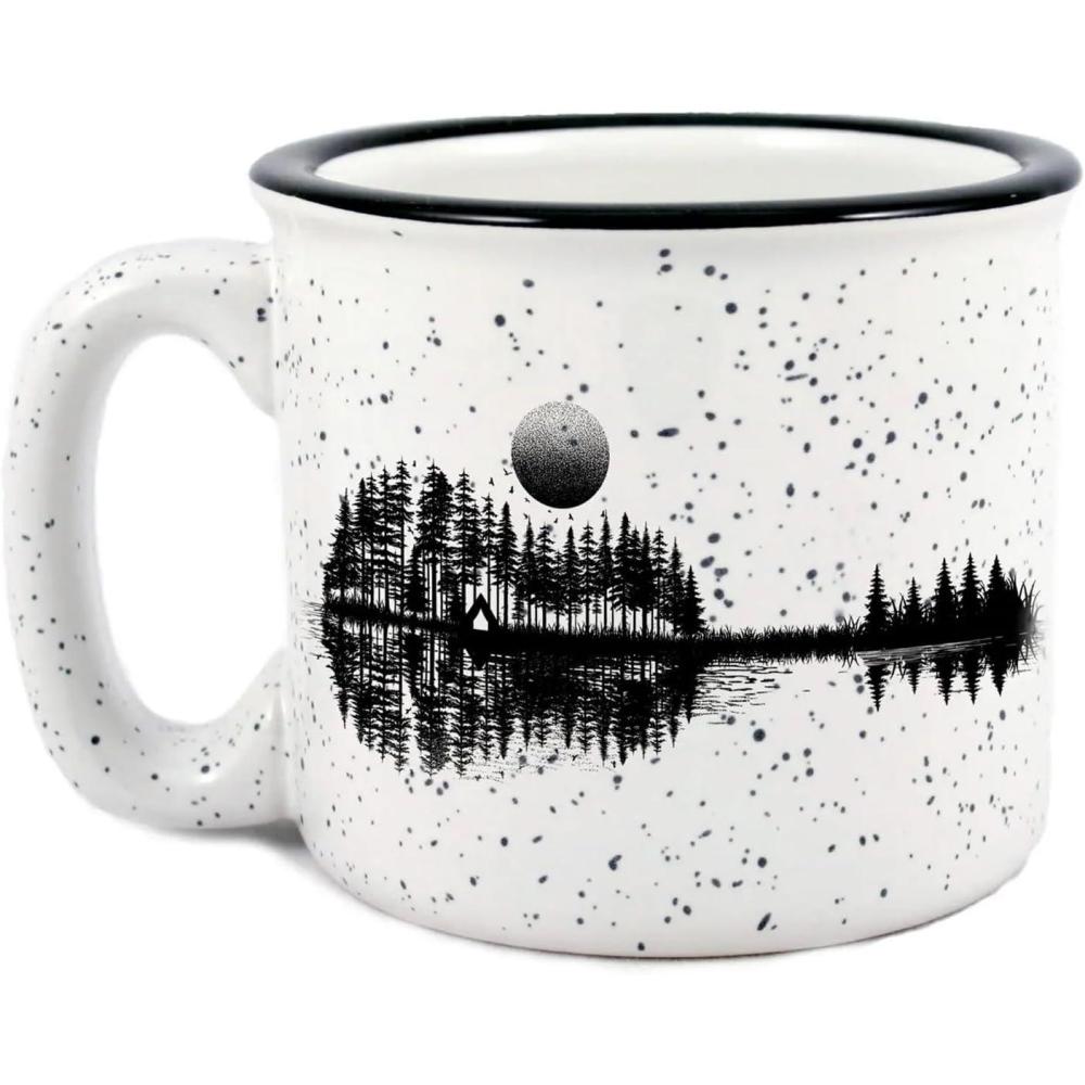 image:imageLarge Coffee Mug by Black Lantern  Rustic Bigfoot Speckled 15oz Dark Green Mug  MicrowaveSafe Mug for Hot BeveragesNature Guitar