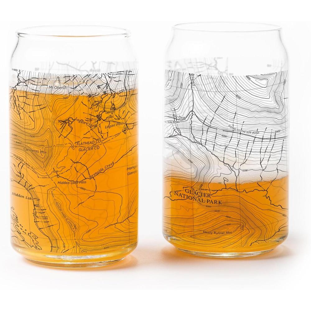 image:imageSet of 2 Pint Glasses  Rocky Mountain National Park Topographic Map Beer Glasses  Set of Two 16oz Glasses by Black LanternGlacier