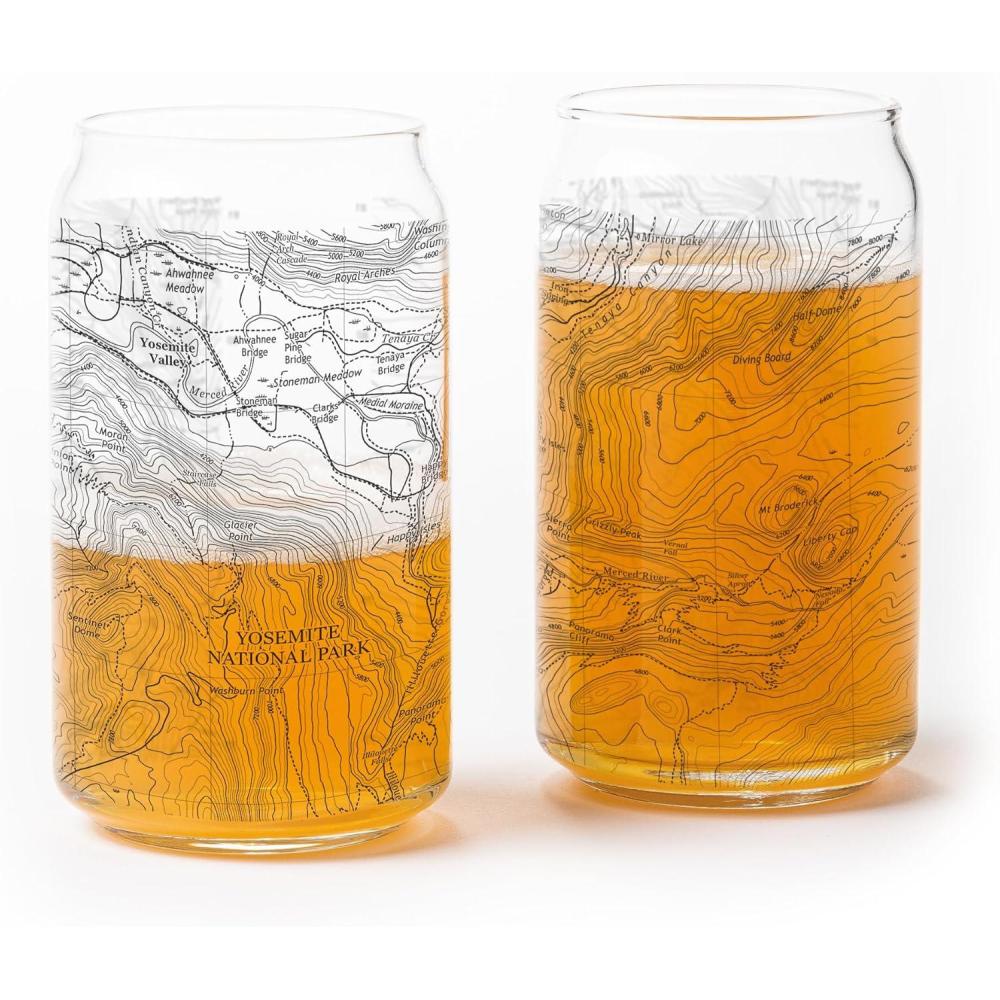 image:imageSet of 2 Pint Glasses  Rocky Mountain National Park Topographic Map Beer Glasses  Set of Two 16oz Glasses by Black LanternYosemite
