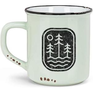 Black Lantern Buffalo Landscape Coffee Mug – 14oz Stoneware Enamel-Style Mug(Arbor + Aqua)
