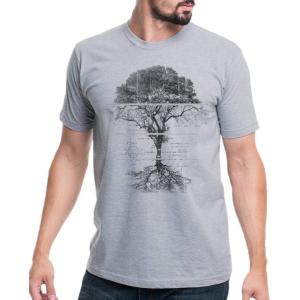 Black Lantern Graphic T-Shirt | Men’s Nature Themed Short Sleeve T-Shirt – Tree Diagram and Schematics – Triblend Gray