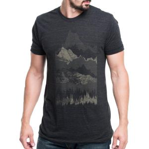 Black Lantern Graphic Tees Screen Printed Tri Blend T Shirt in Tri-Black, Geometric Mountain Range Design(Black)