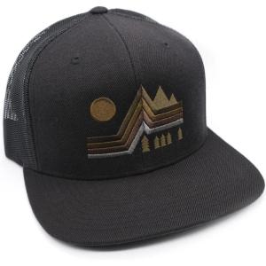 Black Lantern Hats for Women & Men – Trendy Mens Snapbacks, Trucker & Baseball Caps – Alpine – Adjustable Mesh Back Trucker Hat – Black Trucker Hat for Hiking Camping – Mountain Themed Hat