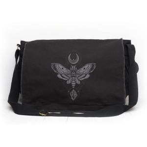Black Lantern Messenger Bag – Vintage Canvas Crossbody Satchel for Men & Women, Stylish Shoulder Bag for Work or Travel(Moth Moon Rock)