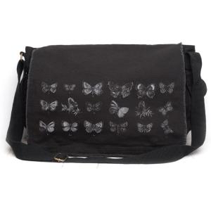 Black Lantern Messenger Bag – Vintage Canvas Crossbody Satchel for Men & Women, Stylish Shoulder Bag for Work or Travel(Vintage Butterfly Chart)