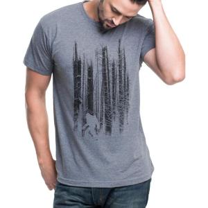 Black Lantern Nature T-Shirt – Screen Printed Mountain Graphic Tee for Men, Comfortable Outdoor Shirt(Bigfoot in the Forest)