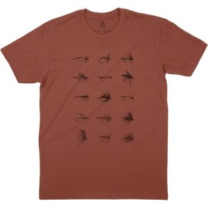 Black Lantern Nature T-Shirt – Screen Printed Mountain Graphic Tee for Men, Comfortable Outdoor Shirt(Fly Fishing Flies)