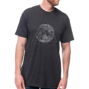 Black Lantern Nature T-Shirt – Screen Printed Mountain Graphic Tee for Men, Comfortable Outdoor Shirt(Moon + Geometry)