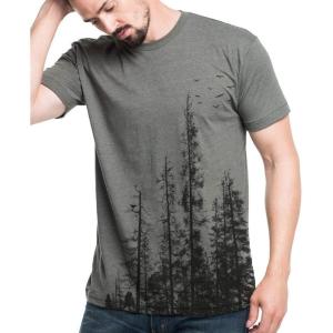 Black Lantern Nature T-Shirt – Screen Printed Mountain Graphic Tee for Men, Comfortable Outdoor Shirt(Pine Tree Forest)