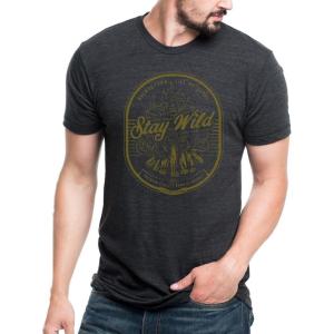 Black Lantern Nature T-Shirt – Screen Printed Mountain Graphic Tee for Men, Comfortable Outdoor Shirt(Stay Wild)