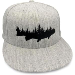Black Lantern Snapback Hat – Outdoor Nature Cap for Men, Curved Bill Pro Style Baseball Hat with Clean Modern Design(Fish and Forest)