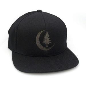 Black Lantern Snapback Hat – Outdoor Nature Cap for Men, Curved Bill Pro Style Baseball Hat with Clean Modern Design(Moon & Pine Design)