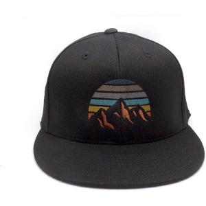 Black Lantern Snapback Hat – Outdoor Nature Cap for Men, Curved Bill Pro Style Baseball Hat with Clean Modern Design(Mountain Sunset)