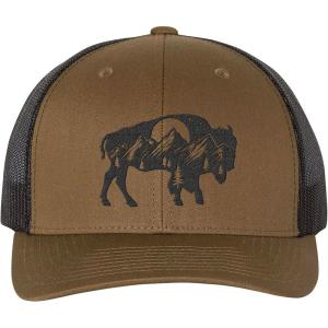 Black Lantern Trucker Hat – Curved Bill Snapback Cap for Men & Women, Outdoor Nature Headwear(Buffalo Landscape)