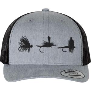 Black Lantern Trucker Hat – Curved Bill Snapback Cap for Men & Women, Outdoor Nature Headwear(Fly Fishing Flies)