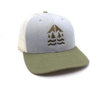 Black Lantern Trucker Hat – Curved Bill Snapback Cap for Men & Women, Outdoor Nature Headwear(River Mountain Forest)