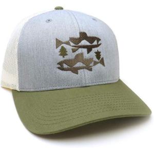 Black Lantern Trucker Hat – Curved Bill Snapback Cap for Men & Women, Outdoor Nature Headwear(Trout + Trees)