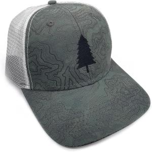 Black Lantern Trucker Hat – Curved Bill Snapback Cap for Men & Women, Outdoor Nature Headwear(Wilderness + Topography)