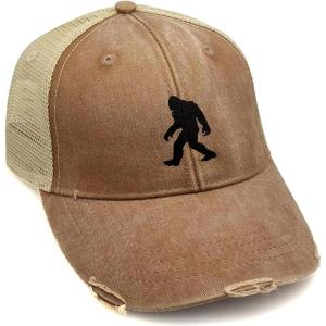 Black Lantern Trucker Hat – Distressed Mesh Back Adjustable Cap for Men & Women, Curved Bill Outdoor Hat(Bigfoot)