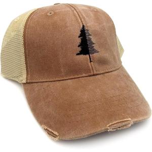 Black Lantern Trucker Hat – Distressed Mesh Back Adjustable Cap for Men & Women, Curved Bill Outdoor Hat(Split Tree)