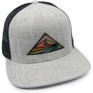 Black Lantern Trucker Hat – Mountain Outdoor Trucker Hats – Mountain Prismatic – Snapback Hats – Black and Grey Mesh Backed Trucker Cap – Baseball Snapback Caps for Men