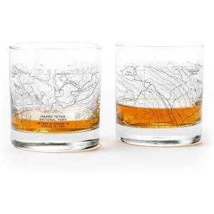 Black Lantern Whiskey Glasses – National Park Topographic Map Old Fashioned Glasses – 11oz. Rock Glass Set of 2 – Cocktail & Everyday Use Drinking Glasses – Dishwasher Safe (Yellowstone)(Grand Teton)