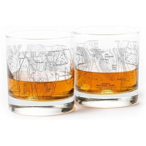 Black Lantern Whiskey Glasses – National Park Topographic Map Old Fashioned Glasses – 11oz. Rock Glass Set of 2 – Cocktail & Everyday Use Drinking Glasses – Dishwasher Safe (Yellowstone)(Acadia)