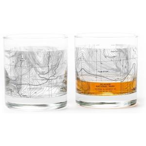 Black Lantern Whiskey Glasses – National Park Topographic Map Old Fashioned Glasses – 11oz. Rock Glass Set of 2 – Cocktail & Everyday Use Drinking Glasses – Dishwasher Safe (Yellowstone)(Glacier)