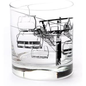 Black Lantern Whiskey Glasses – Unique Themed Cocktail & Everyday Use Drinking Glasses, Perfect for Outdoor Enthusiasts & Nature Lovers – (One 11oz. Glass) (Bigfoot in the Forest)(Ski Lift)
