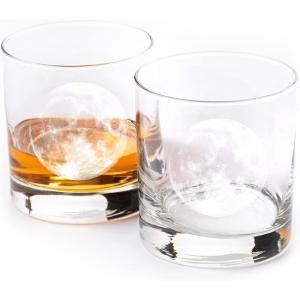 Full Moon Whiskey Glass Set – Two 11oz. Tumbler Glasses with Full Moon Screen Print